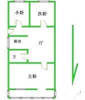 扣钟北里东区3室1厅1卫85㎡户型图