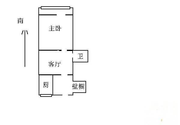 扣钟北里东区1室1厅1卫50㎡户型图