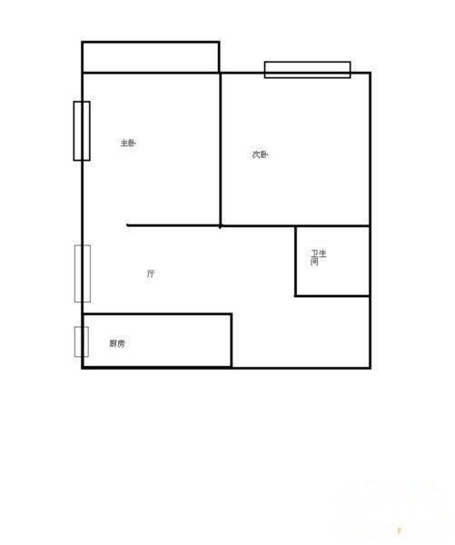 扣钟北里东区2室1厅1卫70㎡户型图