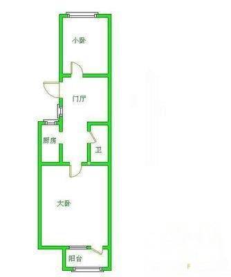 太平仓胡同2室1厅1卫53㎡户型图