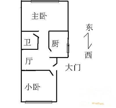 太平仓胡同2室1厅1卫53㎡户型图