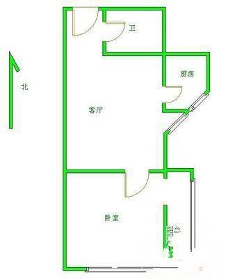 太平仓胡同2室1厅1卫53㎡户型图