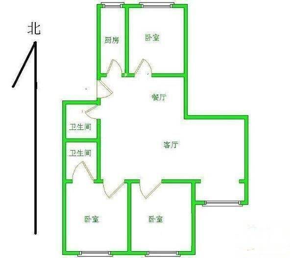 百万庄小区3室1厅1卫110㎡户型图