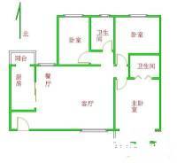 康宁居3室2厅2卫120㎡户型图