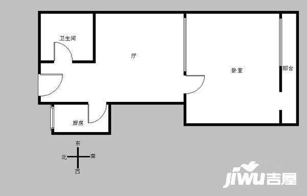 湾子1室1厅1卫50㎡户型图