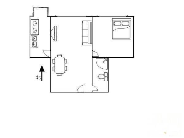 鸭子桥路1室1厅1卫45㎡户型图