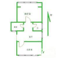 人定湖北巷1室1厅1卫65㎡户型图