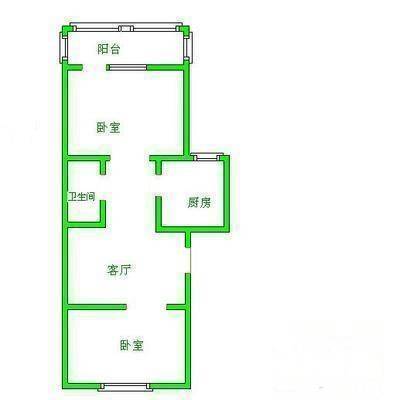 儒福里2室1厅1卫54㎡户型图