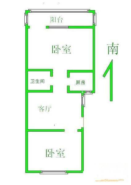 西四北三条2室1厅1卫40㎡户型图