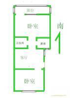 西四北三条2室1厅1卫40㎡户型图