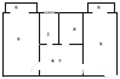 西环里2室1厅1卫65㎡户型图