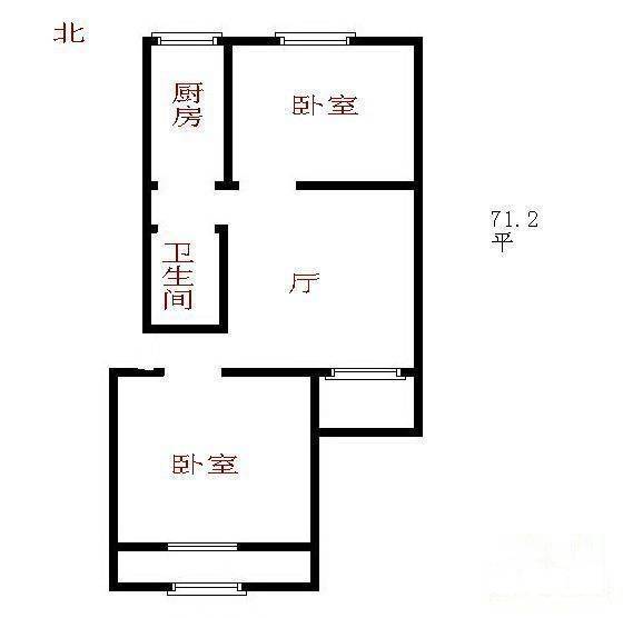 龙华园东区2室1厅1卫72.1㎡户型图