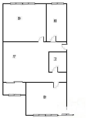 龙华园东区2室1厅1卫72.1㎡户型图