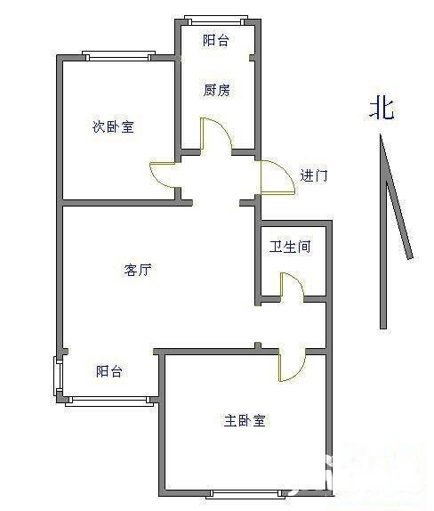 龙华园东区2室1厅1卫72.1㎡户型图