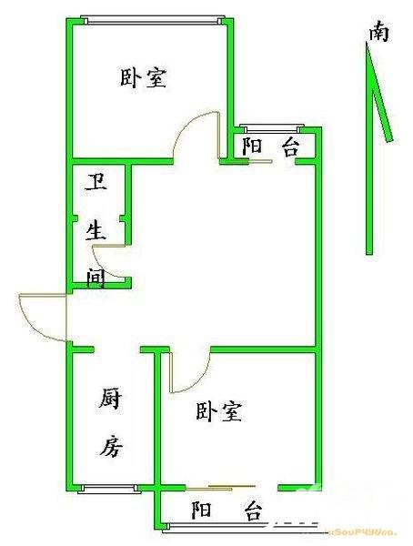 龙华园东区2室1厅1卫120㎡户型图