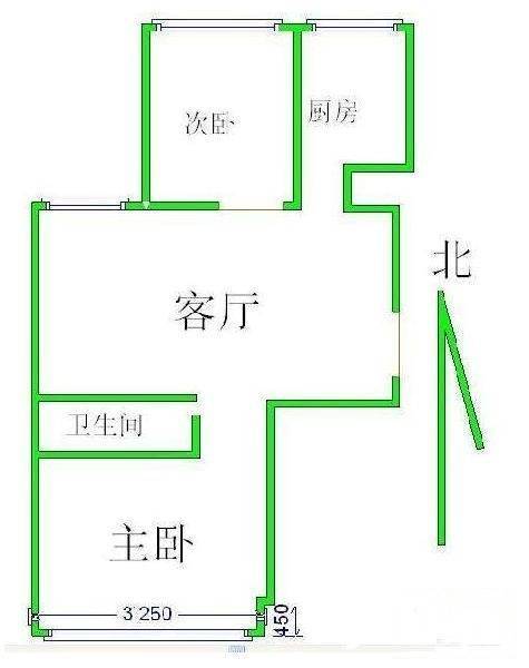 东罗圈2室1厅1卫53㎡户型图