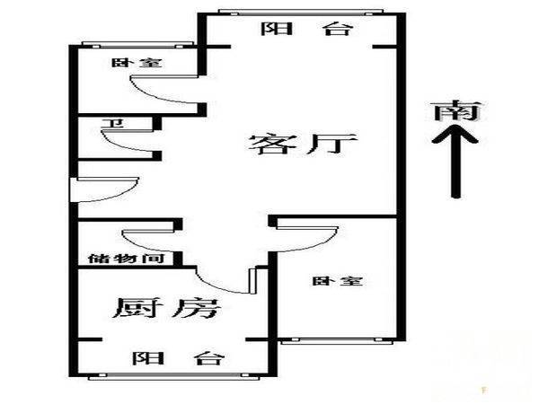 东潞苑小区2室1厅1卫88㎡户型图