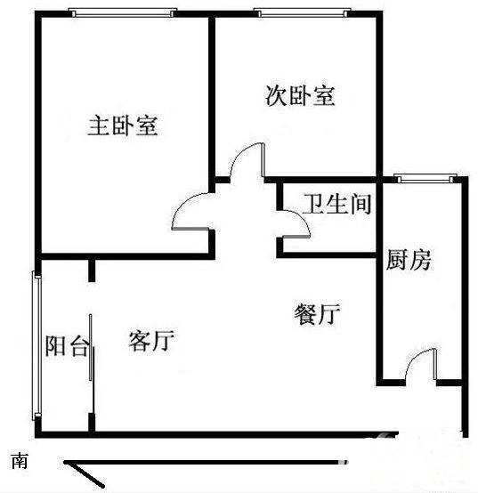 东潞苑小区2室1厅1卫88㎡户型图