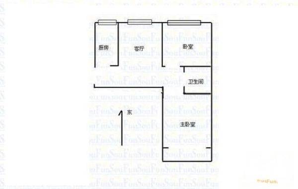 贡院头条2室1厅1卫60㎡户型图