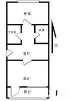 沙滩南巷小区2室1厅1卫68㎡户型图
