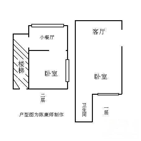 西园子小区2室1厅1卫40㎡户型图