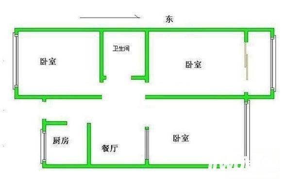 忠实里小区3室1厅1卫76㎡户型图