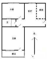 中塔园小区2室1厅1卫70㎡户型图