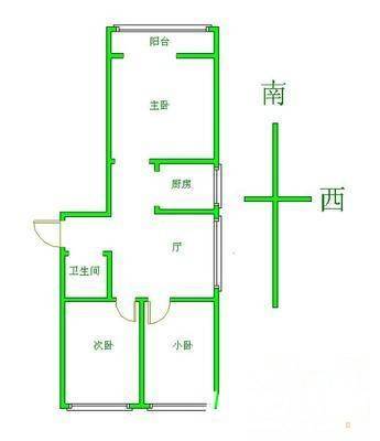 电力宿舍3室1厅1卫71㎡户型图
