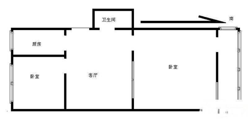 百胜村2室1厅1卫70㎡户型图