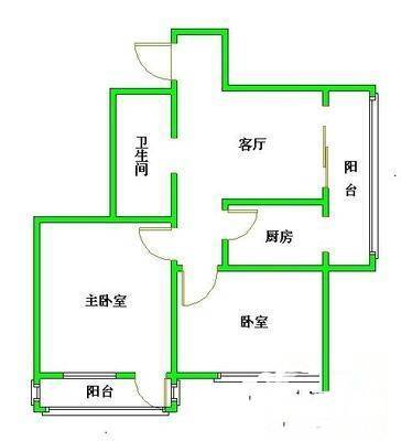 丰台铁路小区2室1厅1卫60㎡户型图