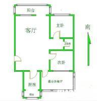 西洼地社区2室1厅1卫70㎡户型图