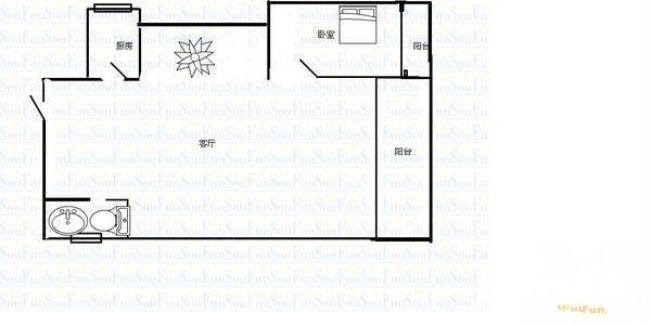 方安苑1室1厅1卫120㎡户型图