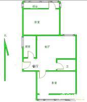 石榴园南里2室1厅1卫75㎡户型图