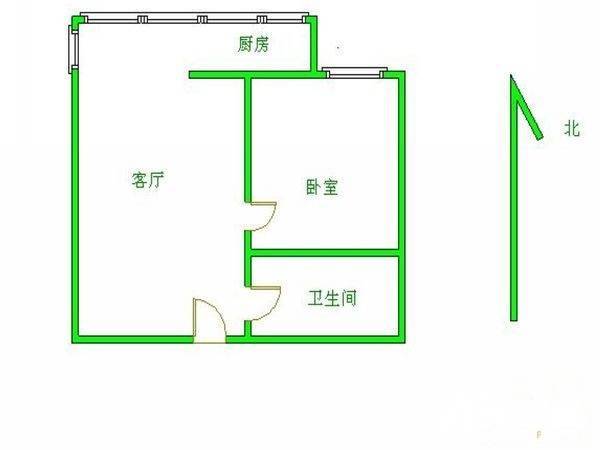 石榴园南里1室1厅1卫50㎡户型图