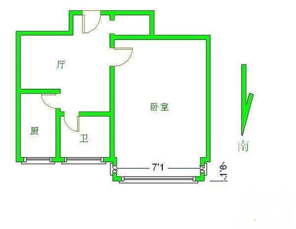 太平桥东里1室1厅1卫45㎡户型图