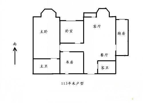 珠江帝景博悦2室2厅2卫126㎡户型图