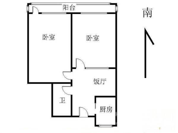 翠微中里小区2室1厅1卫45㎡户型图