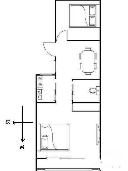 翠微中里小区2室1厅1卫45㎡户型图