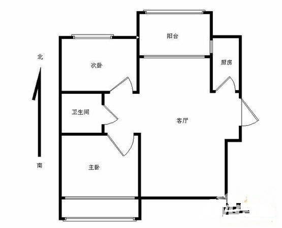 翠微中里小区2室1厅1卫45㎡户型图