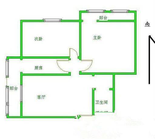 南新园2室1厅1卫80㎡户型图