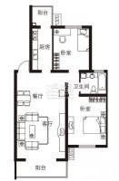 大自然新城2室2厅1卫101.1㎡户型图