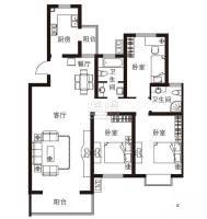 大自然新城3室2厅2卫134.9㎡户型图