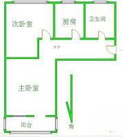 香山一棵松2室1厅1卫63㎡户型图