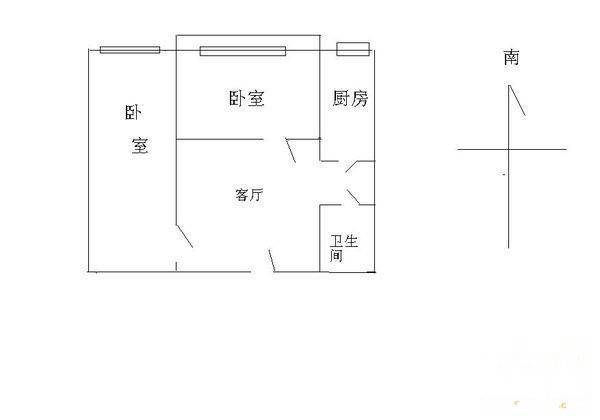 香山一棵松2室1厅1卫63㎡户型图