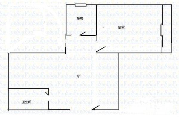 玉泉西路1室1厅1卫45㎡户型图