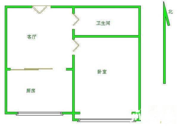 玉泉西路1室1厅1卫45㎡户型图