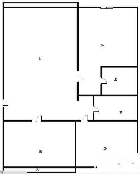 朱辛庄新村2室1厅2卫80㎡户型图