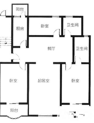 王府温馨公寓3室2厅2卫138㎡户型图