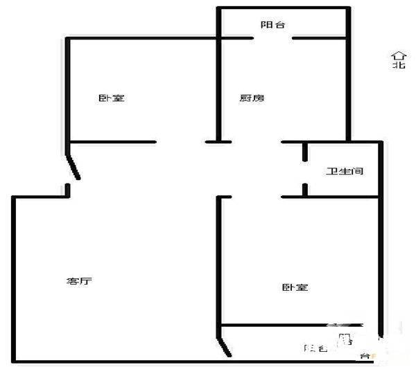 王府温馨公寓2室1厅1卫88㎡户型图