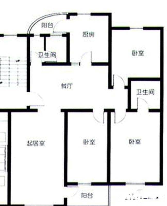 王府温馨公寓3室2厅2卫138㎡户型图